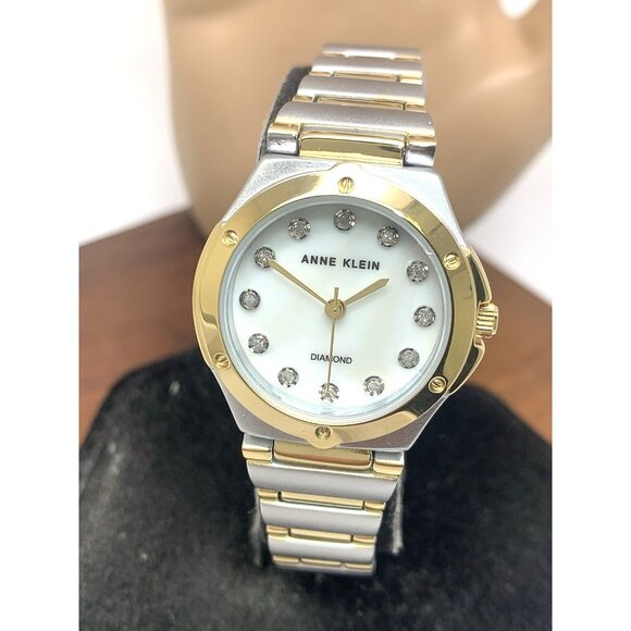Anne Klein Women's Watch AK/5033 Quartz Diamond Mother of Pearl Dial 2-Tone 28mm - Picture 1 of 14